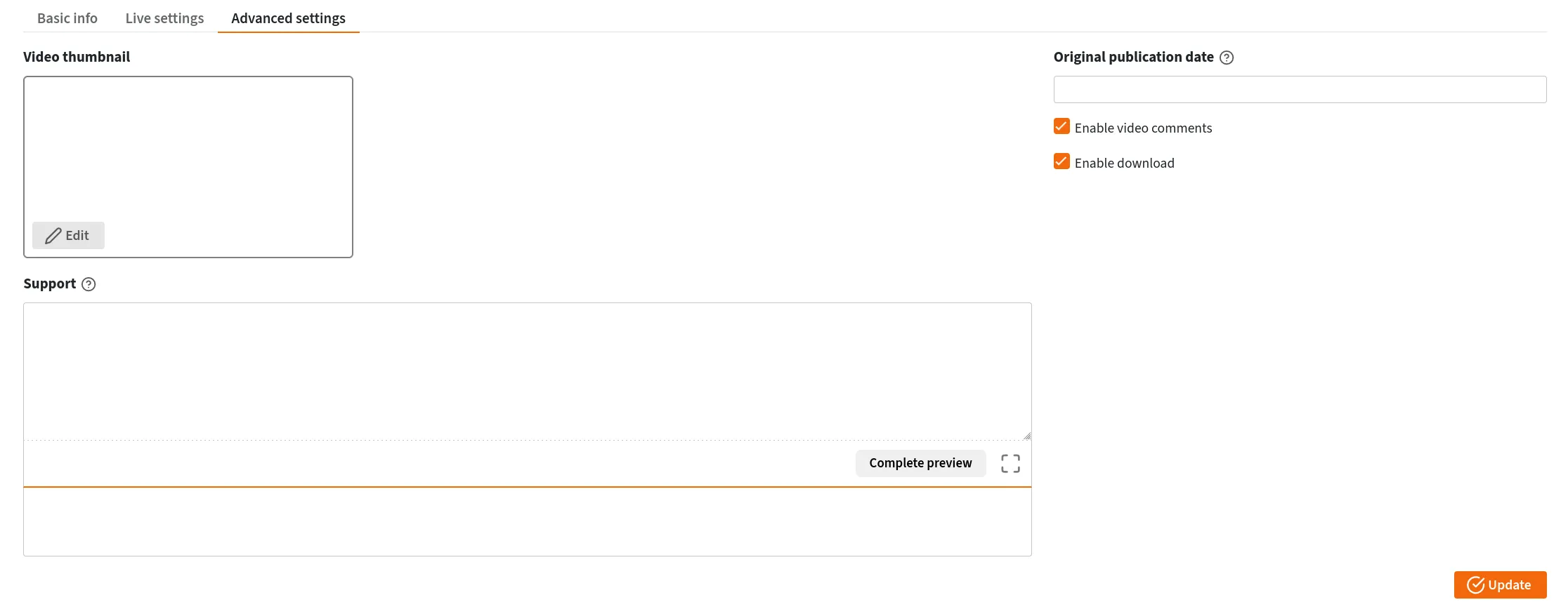 PeerTube 高级设置的截图
