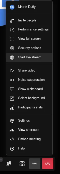 在 Jitsi 中开始直播的截图