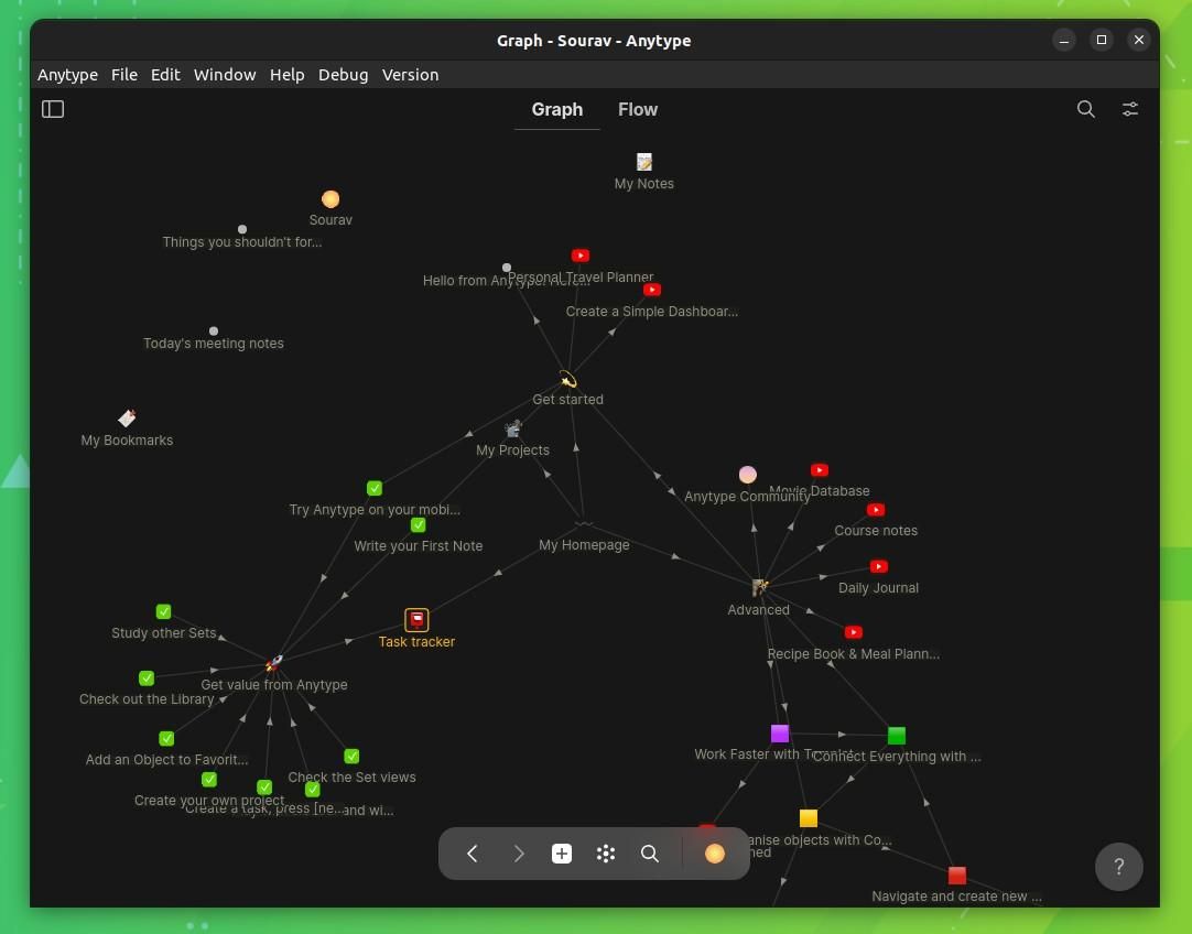 a screenshot of anytype's graph view