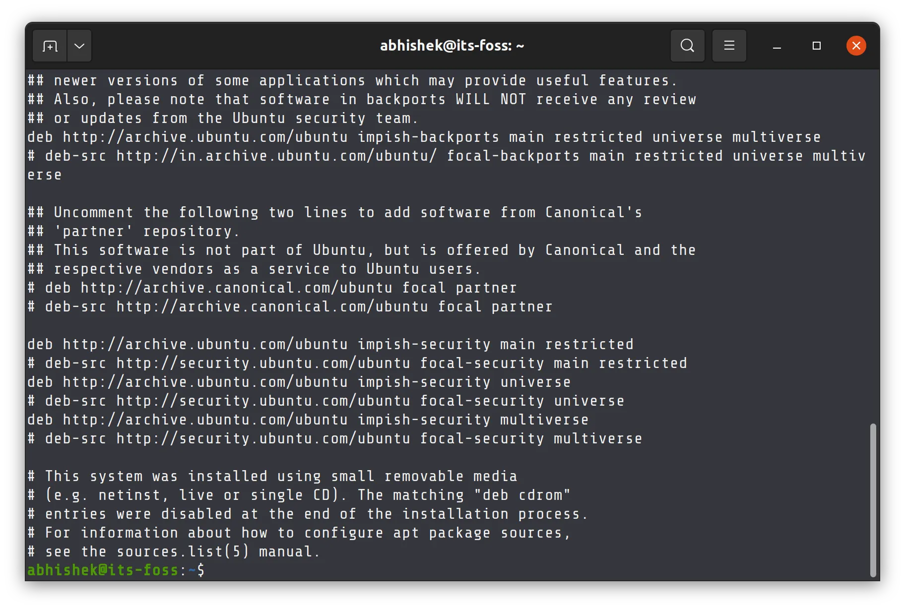 sources.list in Ubuntu