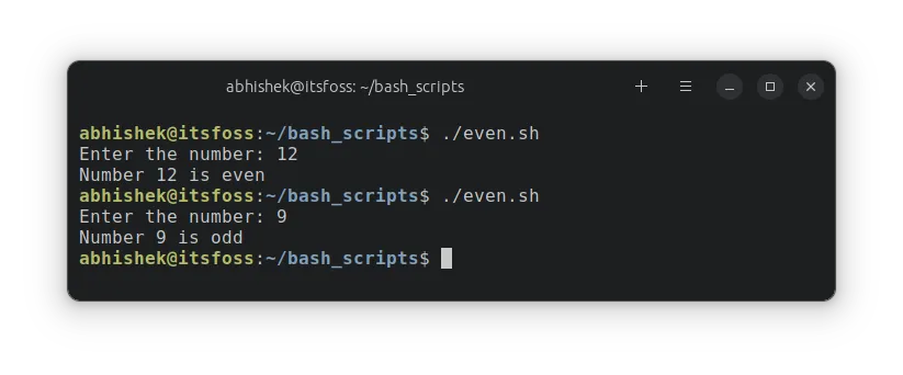 Running a bash script that checks odd even number