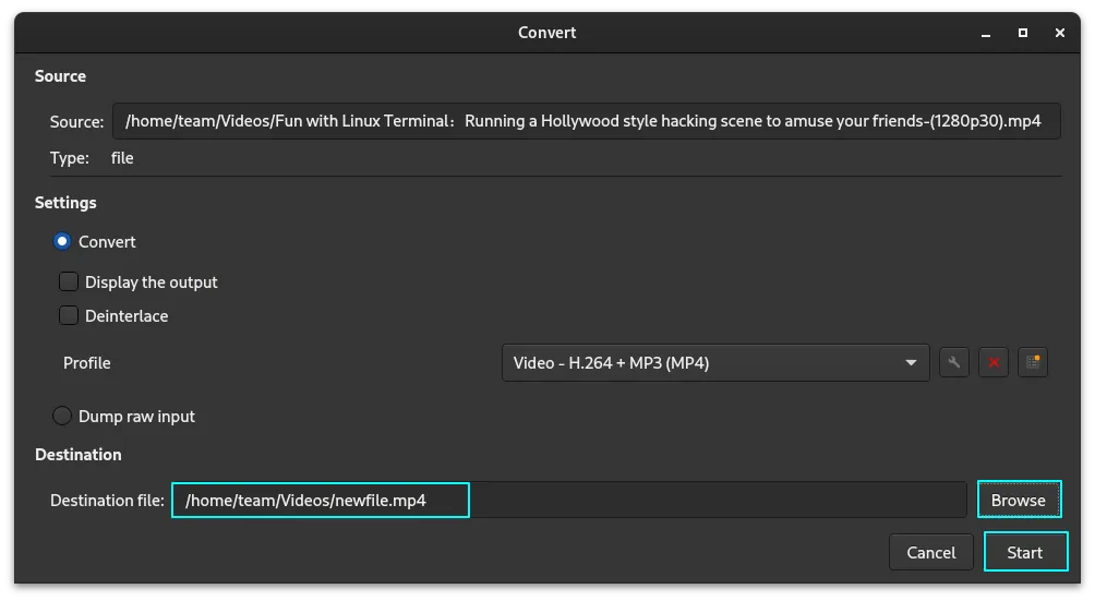 Select Output file location