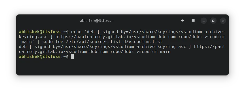 Adding the VSCodium repo to sources.list