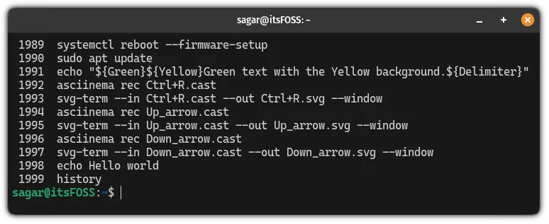 从历史中选择命令