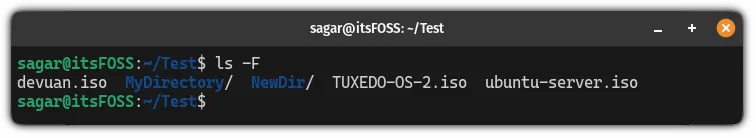 使用 ls 命令在文件和目录间做区分