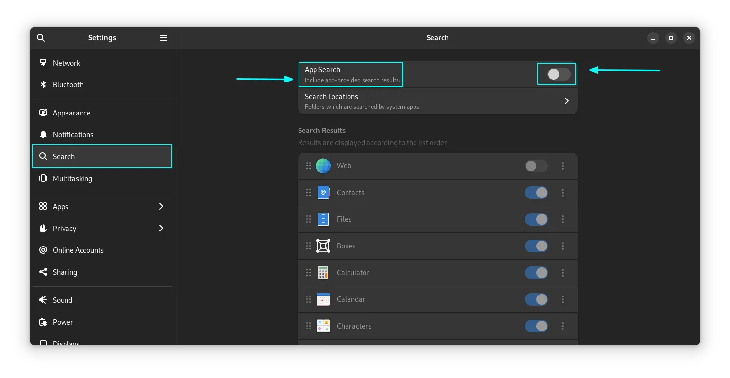 在概览中禁用搜索