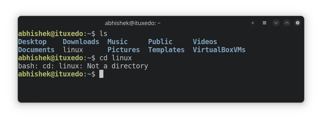 Not a directory error with the cd command