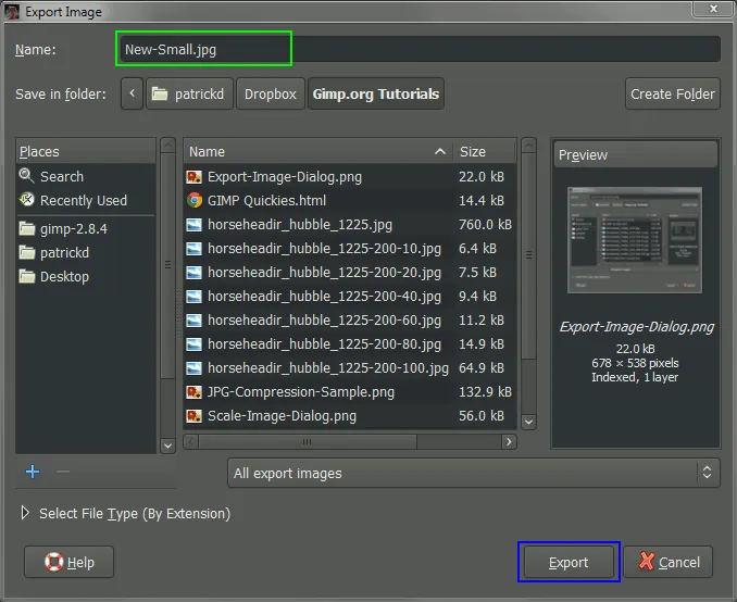 导出图像对话框
