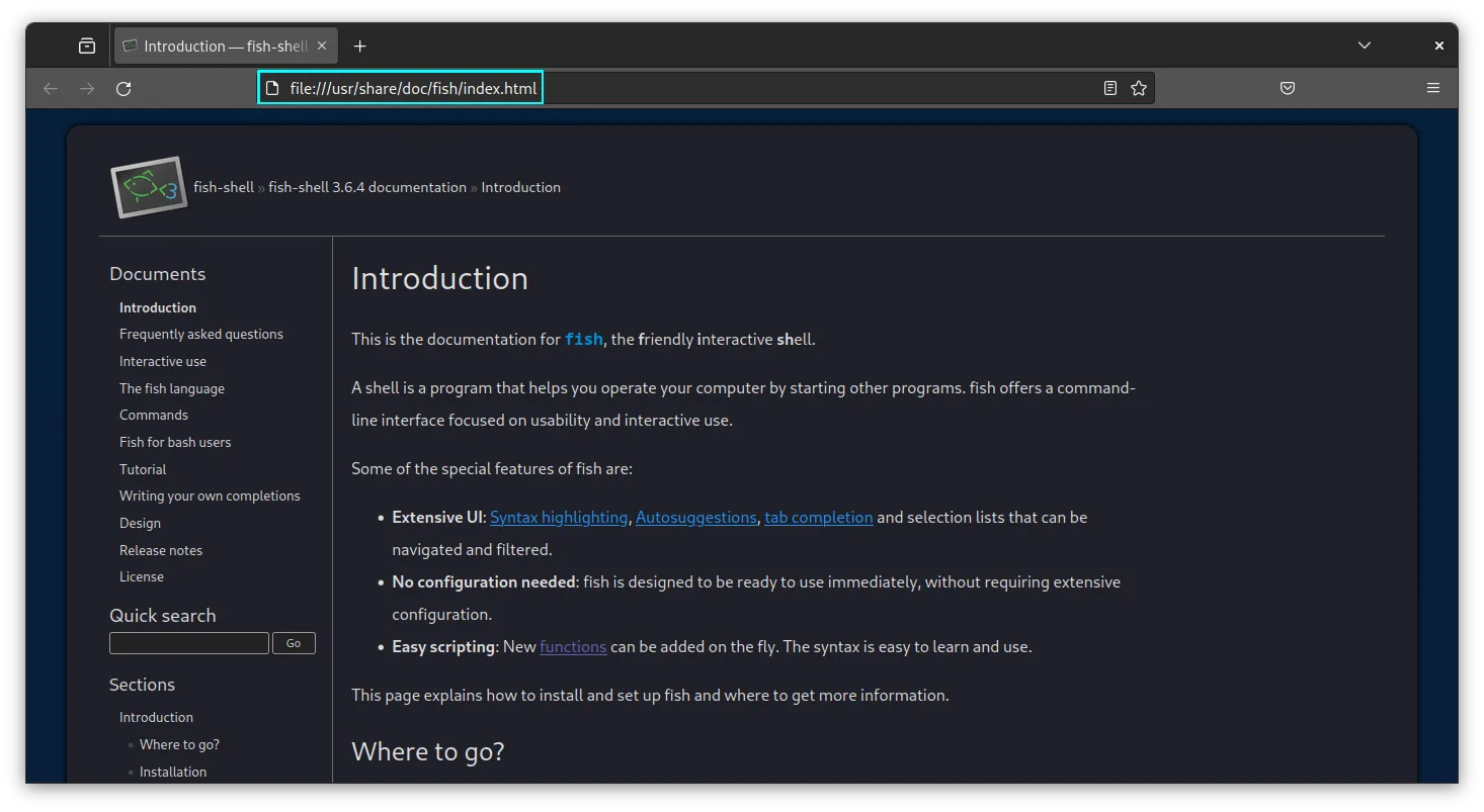 Fish Shell 网页帮助