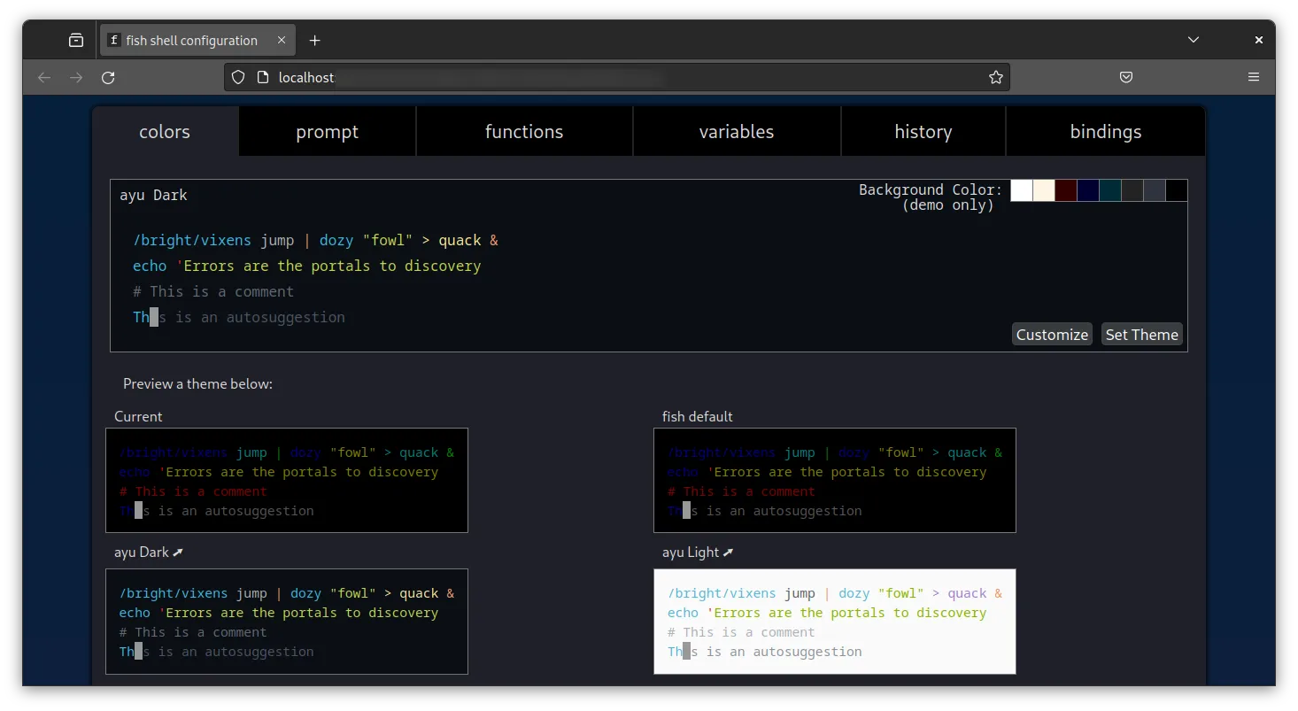Fish Shell 基于 Web 的配置