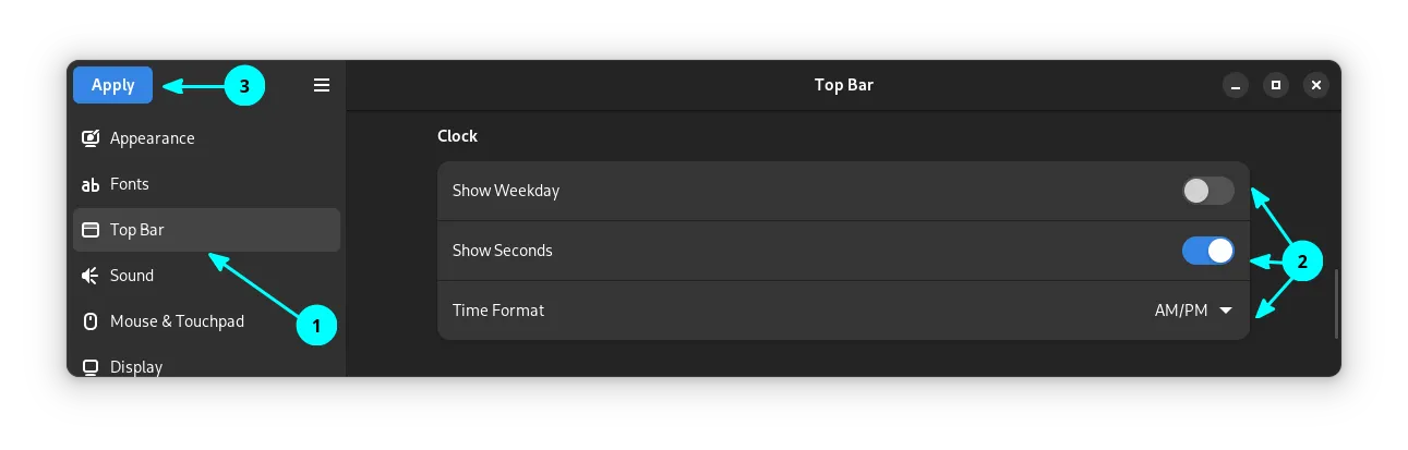 更改时间显示格式设置